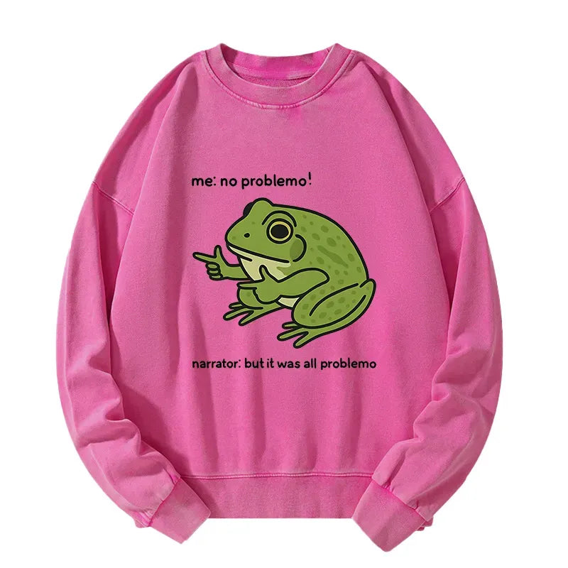 Kyoto-Lion Stupid Frog Meme Washed Sweatshirt