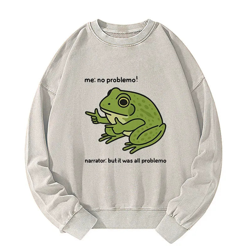 Kyoto-Lion Stupid Frog Meme Washed Sweatshirt