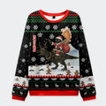 Kyoto-Lion Cat Riding A Dinosaur Christmas Ugly Sweatshirt
