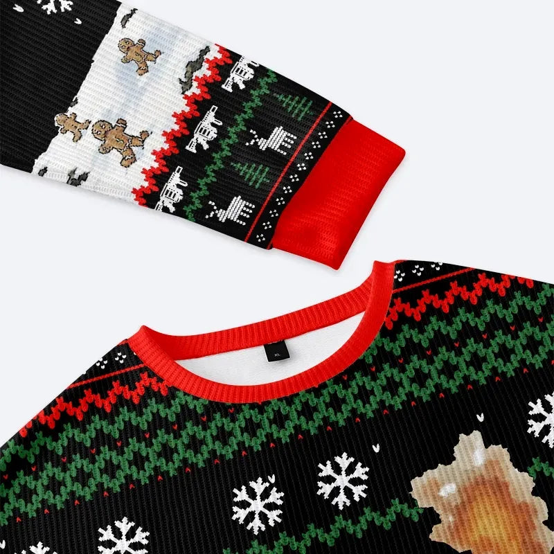 Kyoto-Lion Cat Riding A Dinosaur Christmas Ugly Sweatshirt