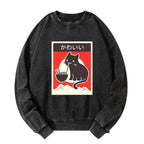 japanese streetwear cat sweatshirt on sale