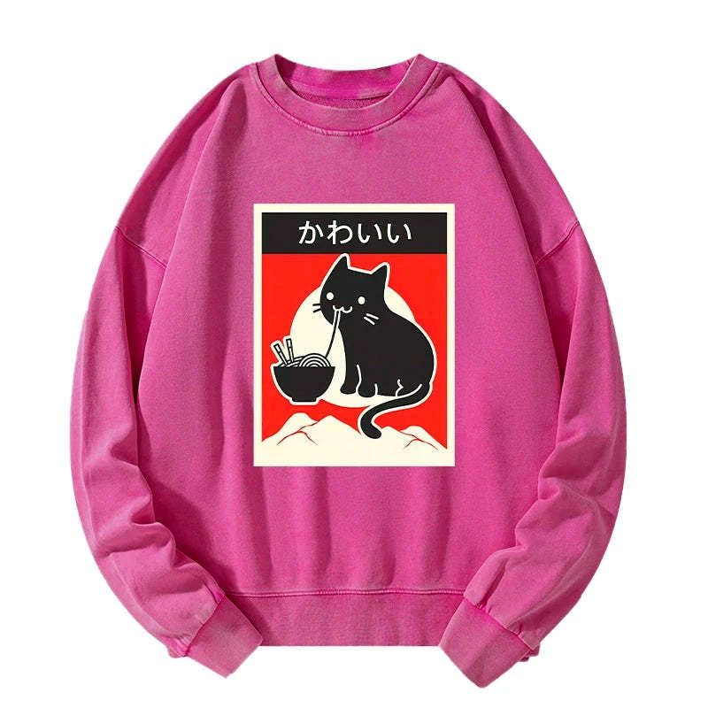 japanese streetwear cat sweatshirt on sale