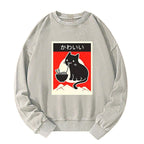 japanese streetwear cat sweatshirt on sale