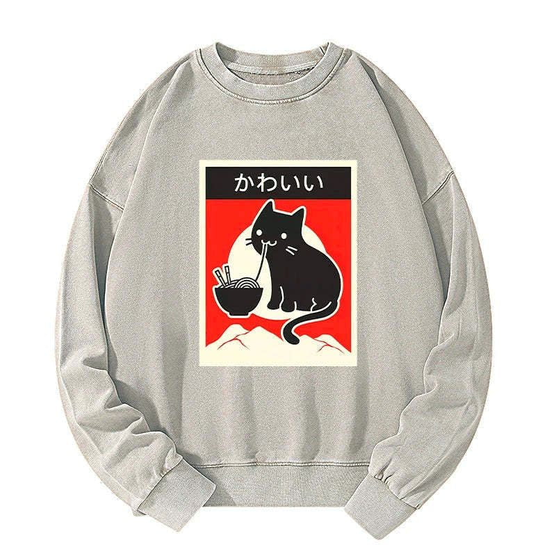 japanese streetwear cat sweatshirt on sale