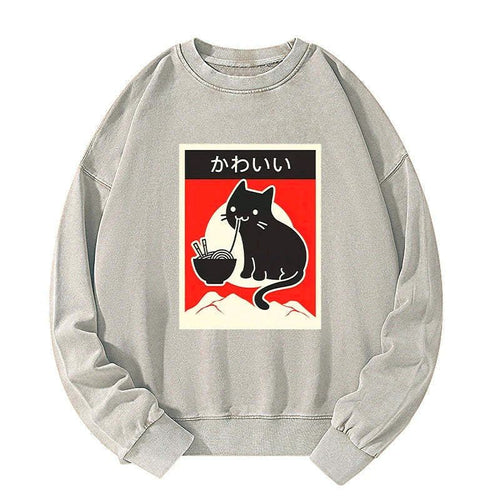 japanese streetwear cat sweatshirt on sale
