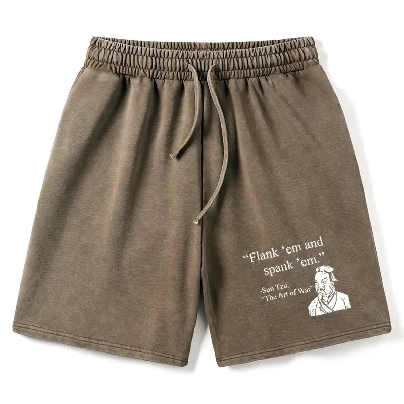 Kyoto-Lion The Art Of War Funny Washed Shorts