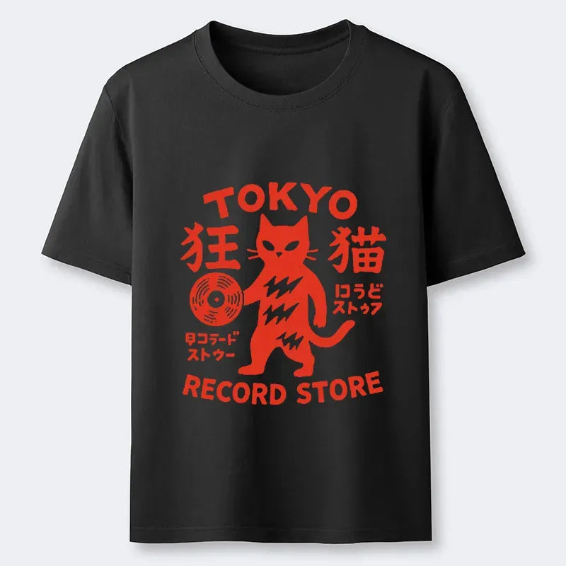 Classic Japanese DJ Cat T-Shirt on Sale