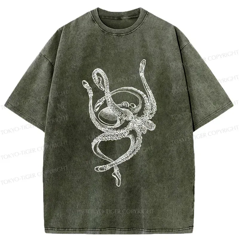 Kyoto-Lion Octopus Dancing Ballet Washed T-Shirt