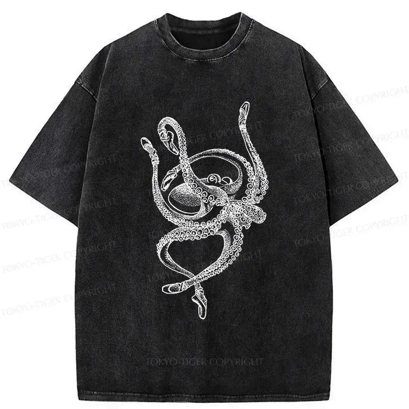 Kyoto-Lion Octopus Dancing Ballet Washed T-Shirt