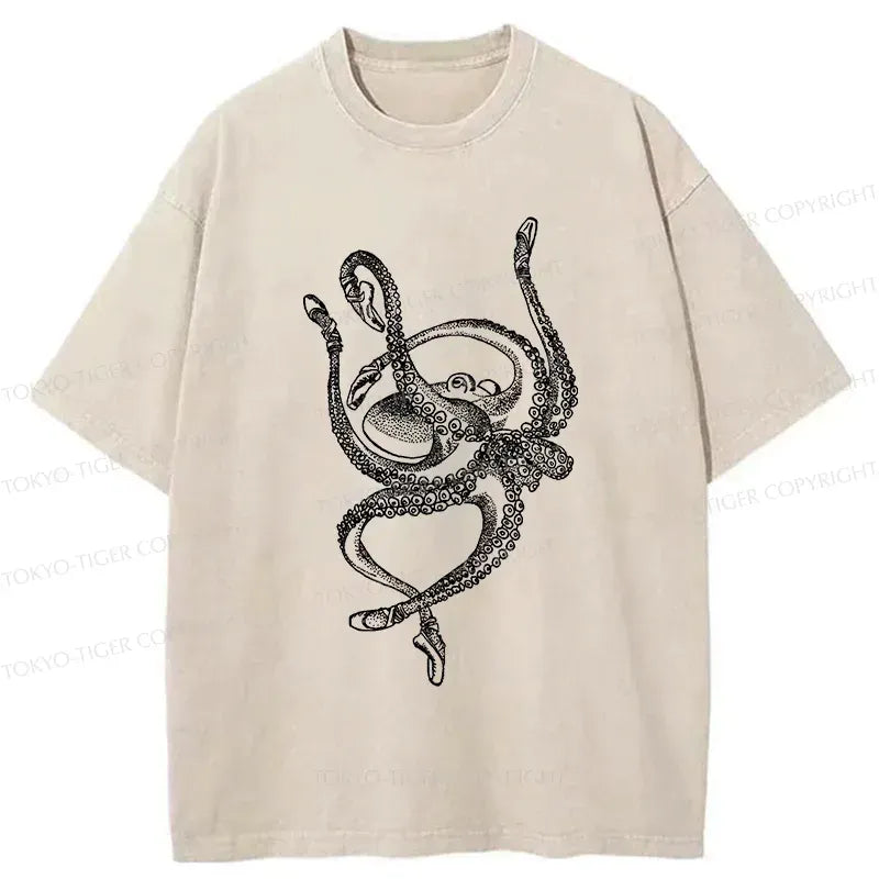 Kyoto-Lion Octopus Dancing Ballet Washed T-Shirt