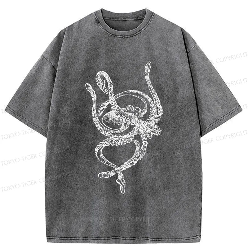 Japanese Dancing Octopus Washed T-Shirt