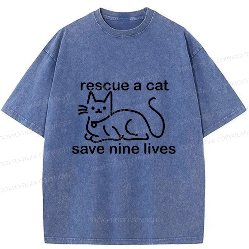 Vintage Washed Cat T-Shirt Free Shipping