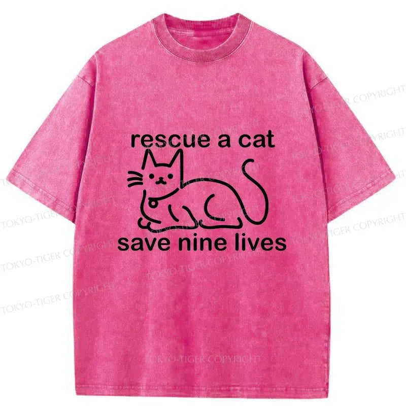 Vintage Washed Cat T-Shirt Free Shipping