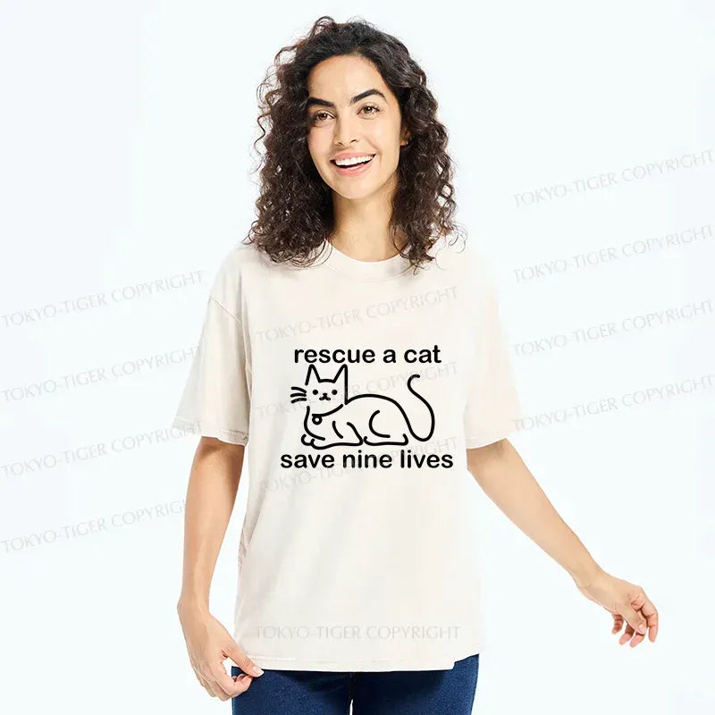 Vintage Washed Cat T-Shirt Free Shipping