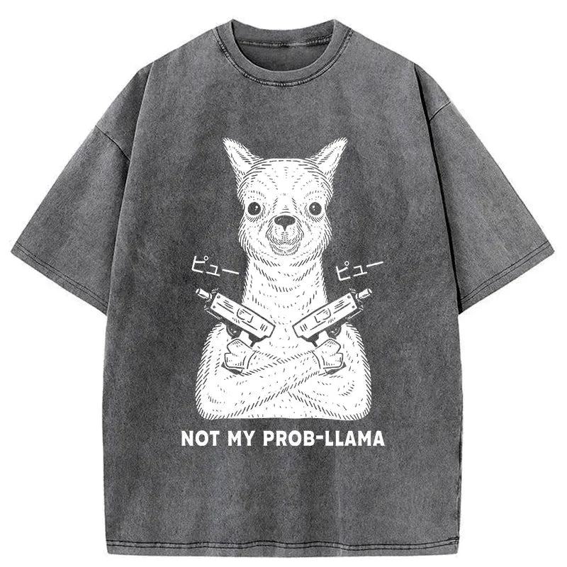 funny alpaca washed t-shirt gift idea