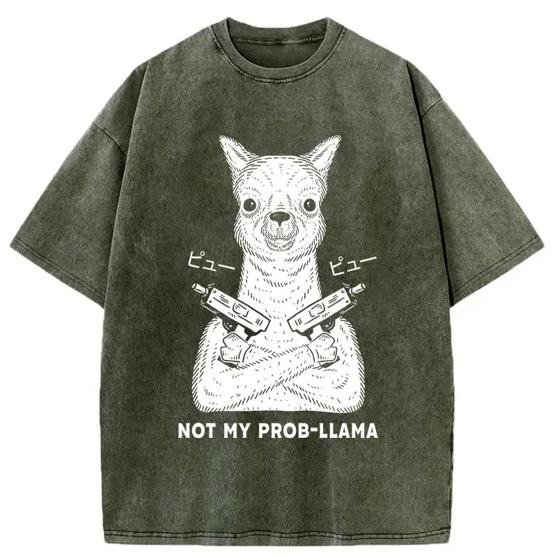funny alpaca washed t-shirt gift idea