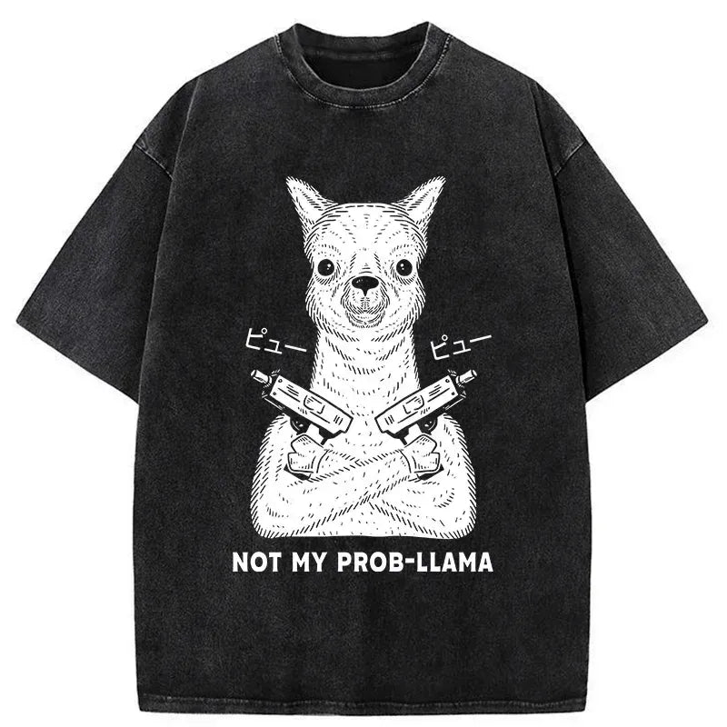 funny alpaca washed t-shirt gift idea