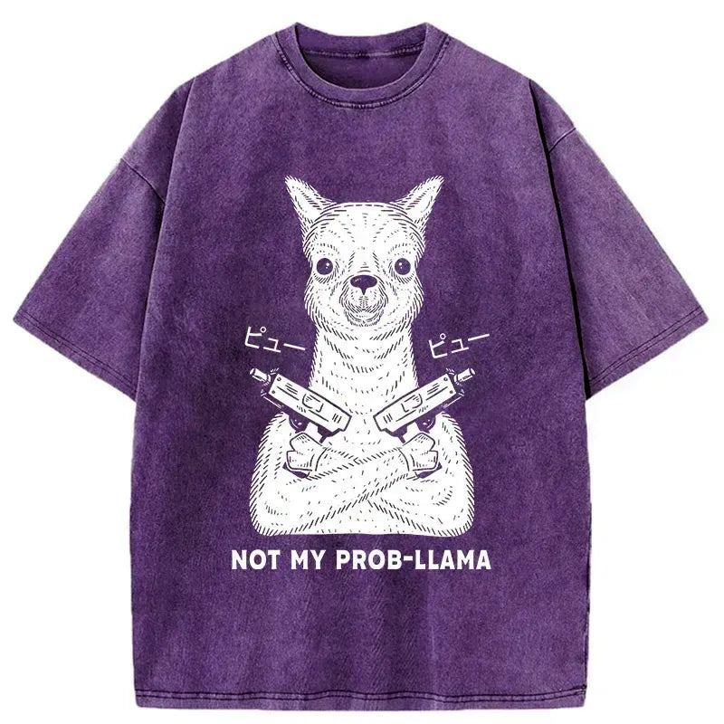 funny alpaca washed t-shirt gift idea