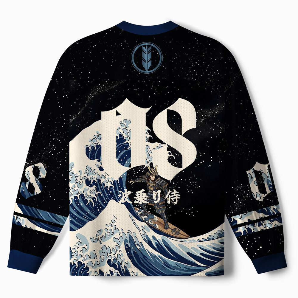 Kyoto-Lion Samurai Wave Paneled Long Sleeve Jersey