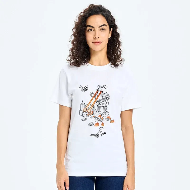 Funny Robot Destroying City T-Shirt