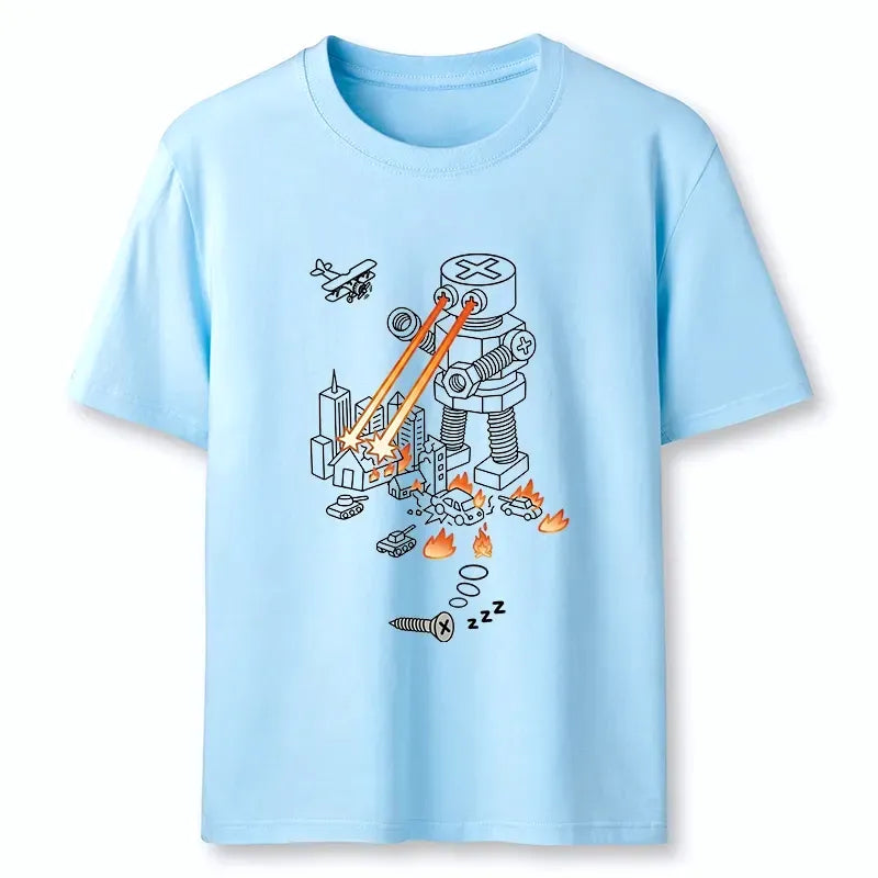 Funny Robot Destroying City T-Shirt