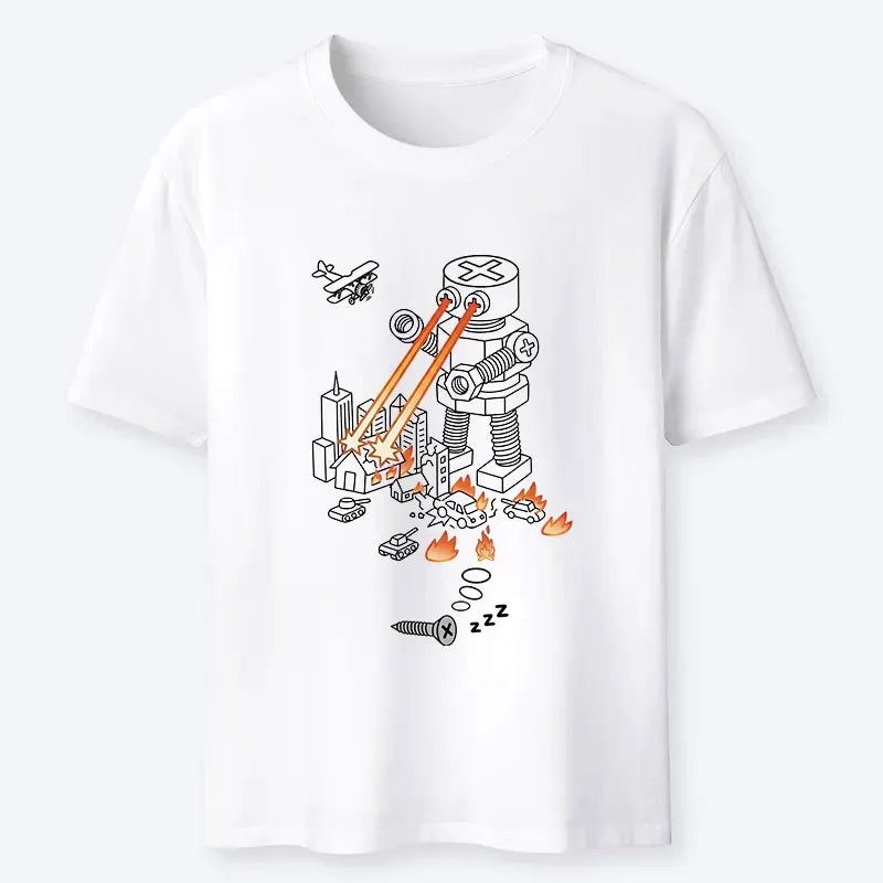 Kyoto-Lion Funny Screw Robot Destroying City Classic T-Shirt
