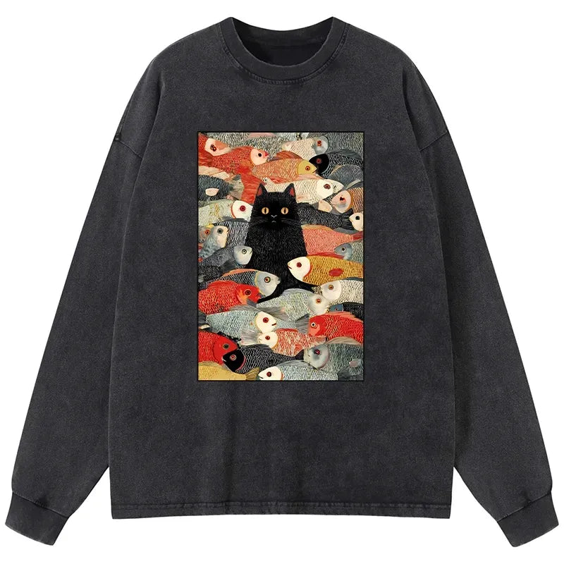 japanese ukiyo-e cat long sleeve t-shirt