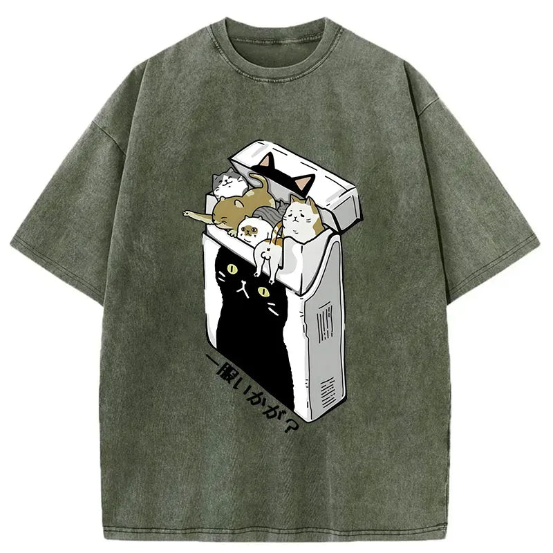 Kyoto-Lion Have A Catgarette£¿ Washed T-Shirt