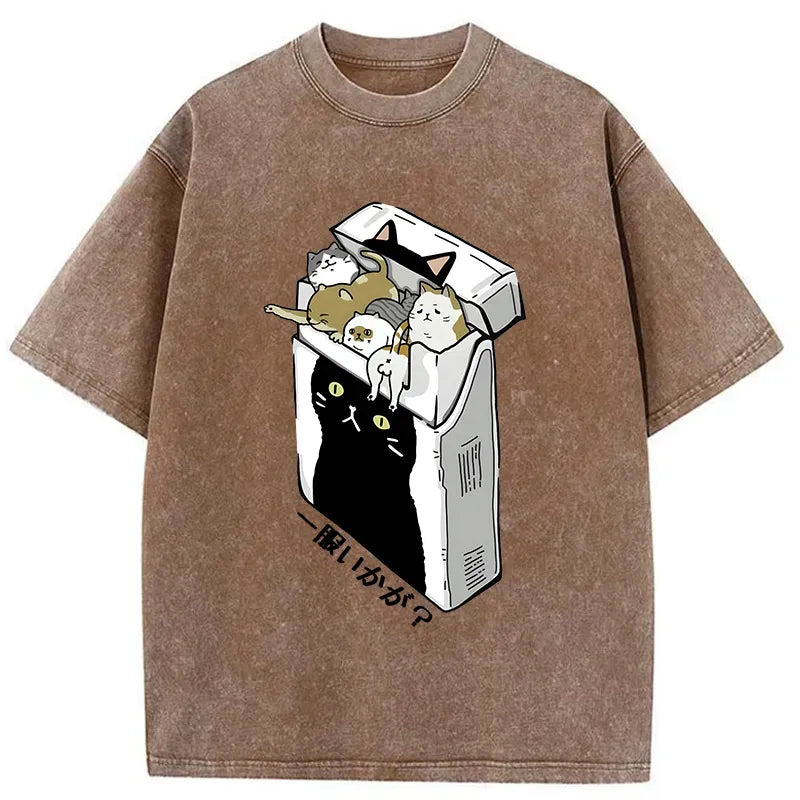 Kyoto-Lion Have A Catgarette£¿ Washed T-Shirt