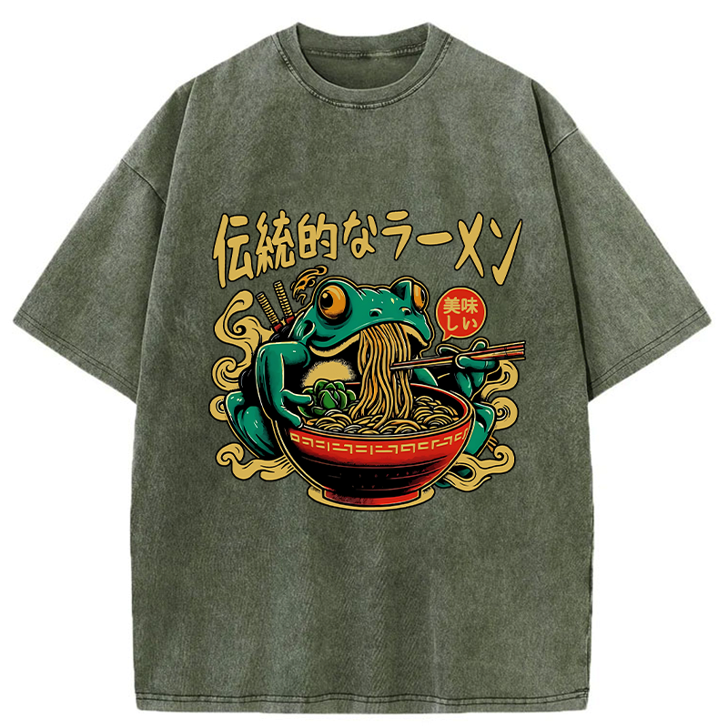 comfortable cotton ramen frog shirt