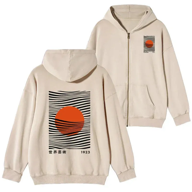 Kyoto Lion Minimalist Zip Hoodie for Daily Wear