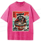 Japanese Ramen Raccoon Washed T-Shirt