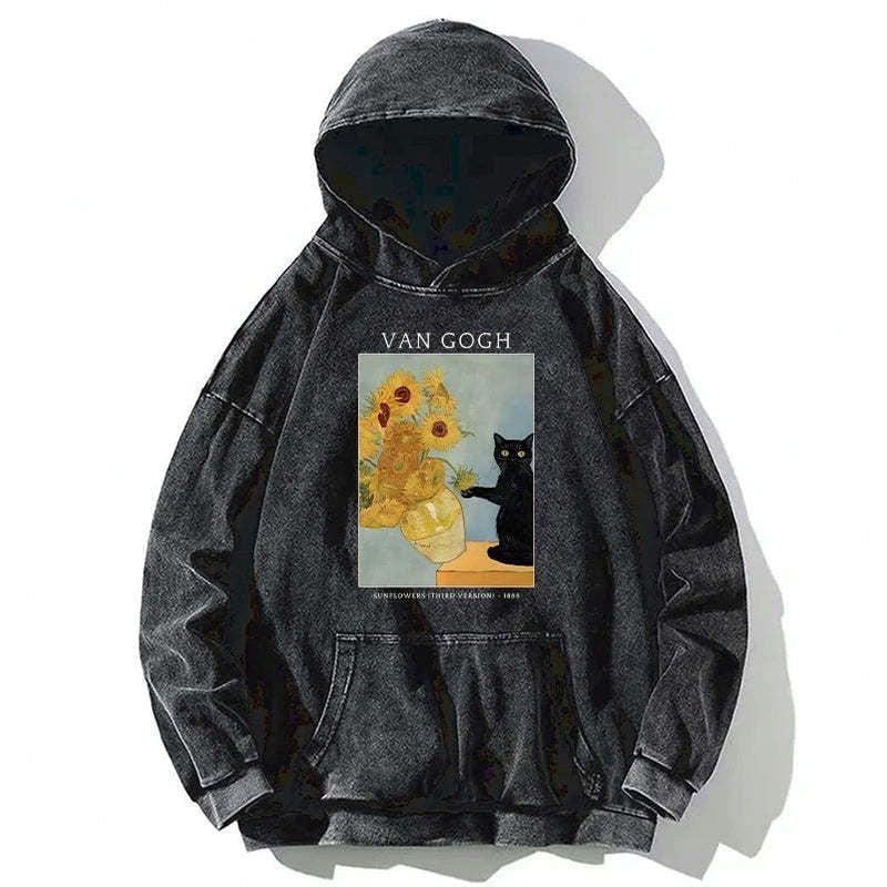 japanese vintage sunflower hoodie gift