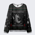 psychotic but festive christmas sweater for party
