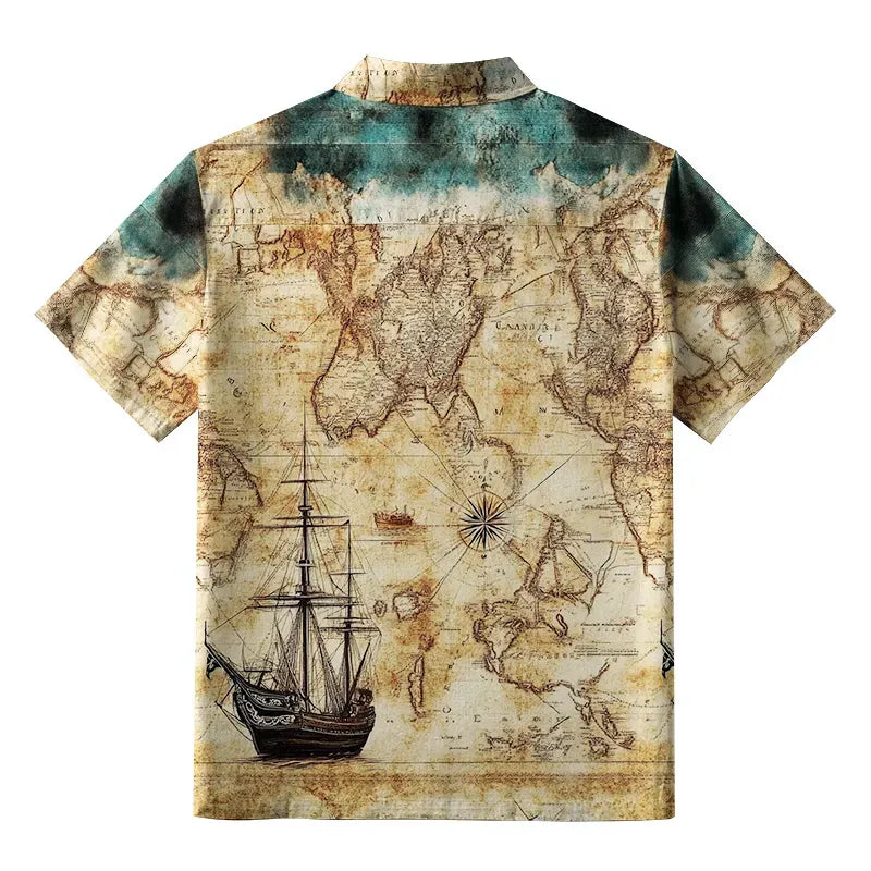Japanese Nautical Chart Button-up Shirt