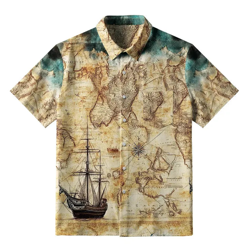 Japanese Nautical Chart Button-up Shirt