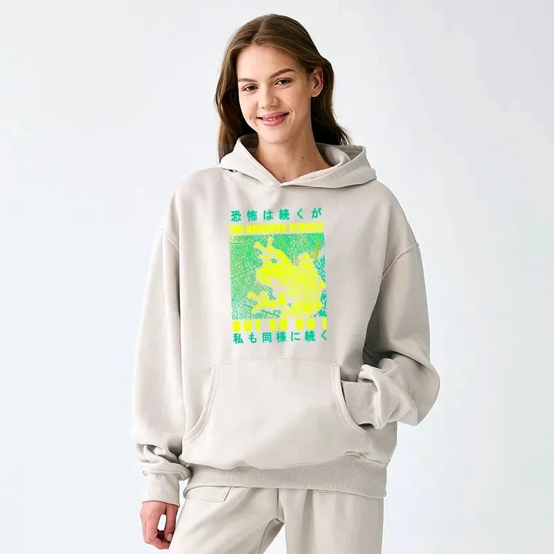 Japanese horror frog fleece hoodie