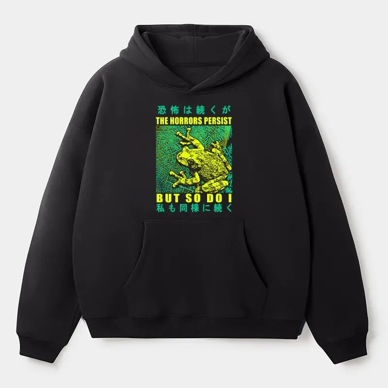 Japanese horror frog fleece hoodie