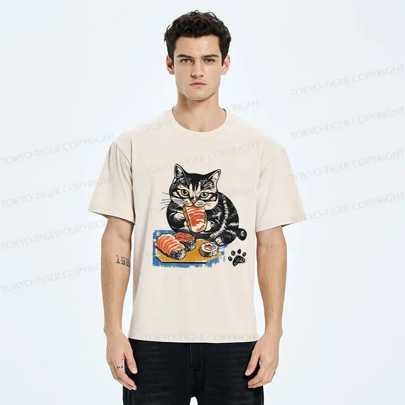 Japanese Sashimi Lover Cat T-Shirt