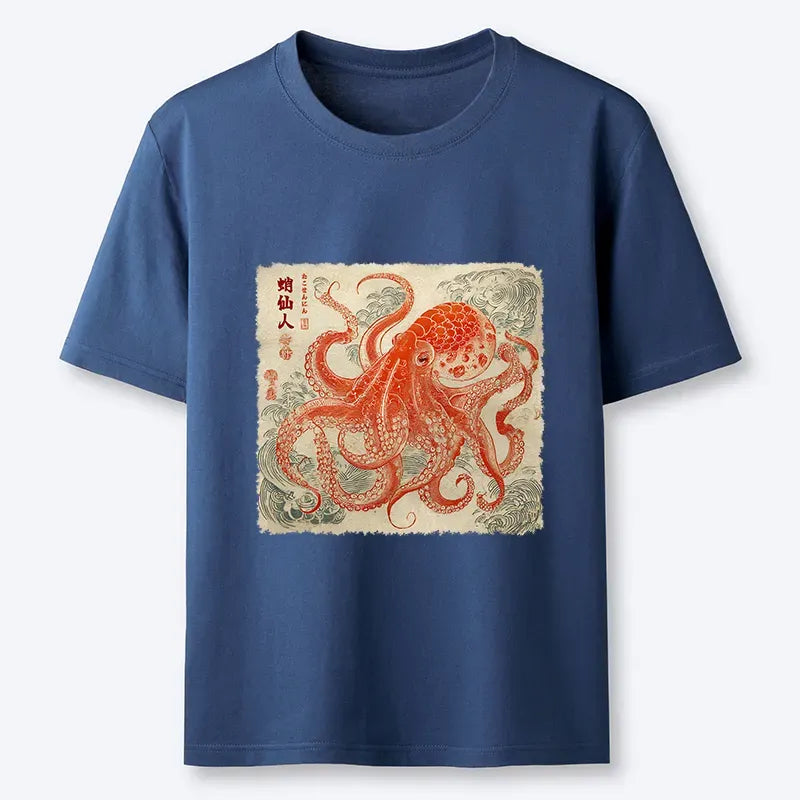 Ukiyo-e Octopus Tee for Summer Vacation