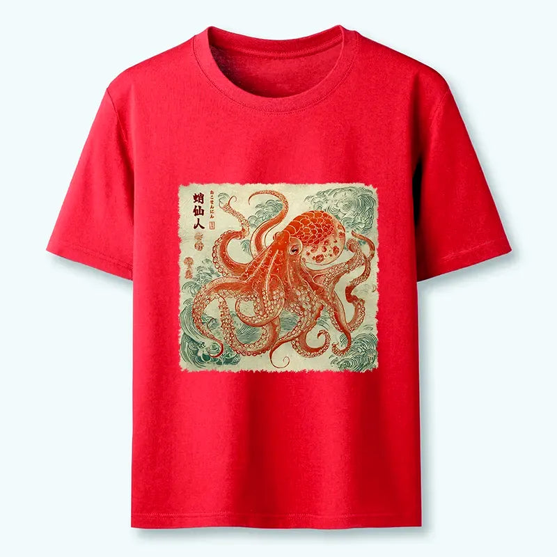 Ukiyo-e Octopus Tee for Summer Vacation