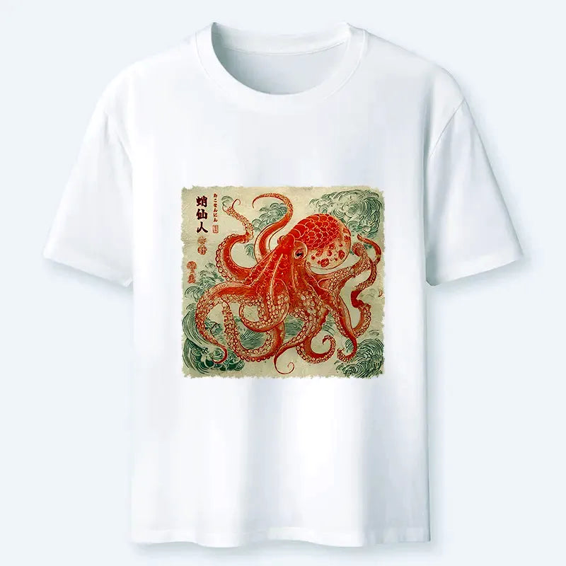 Ukiyo-e Octopus Tee for Summer Vacation