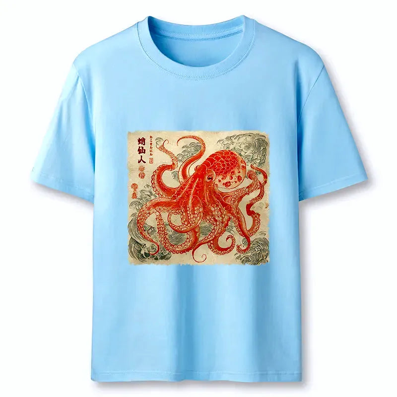 Ukiyo-e Octopus Tee for Summer Vacation