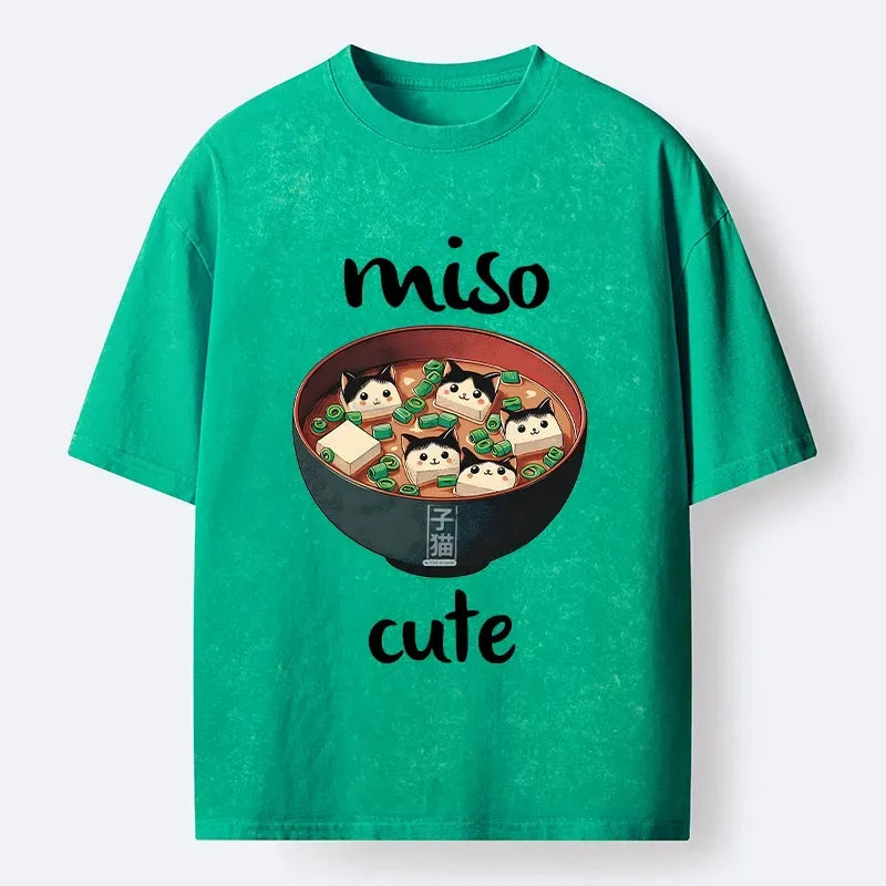 Kyoto-Lion Cats In A Bowl Of Miso Washed T-Shirt