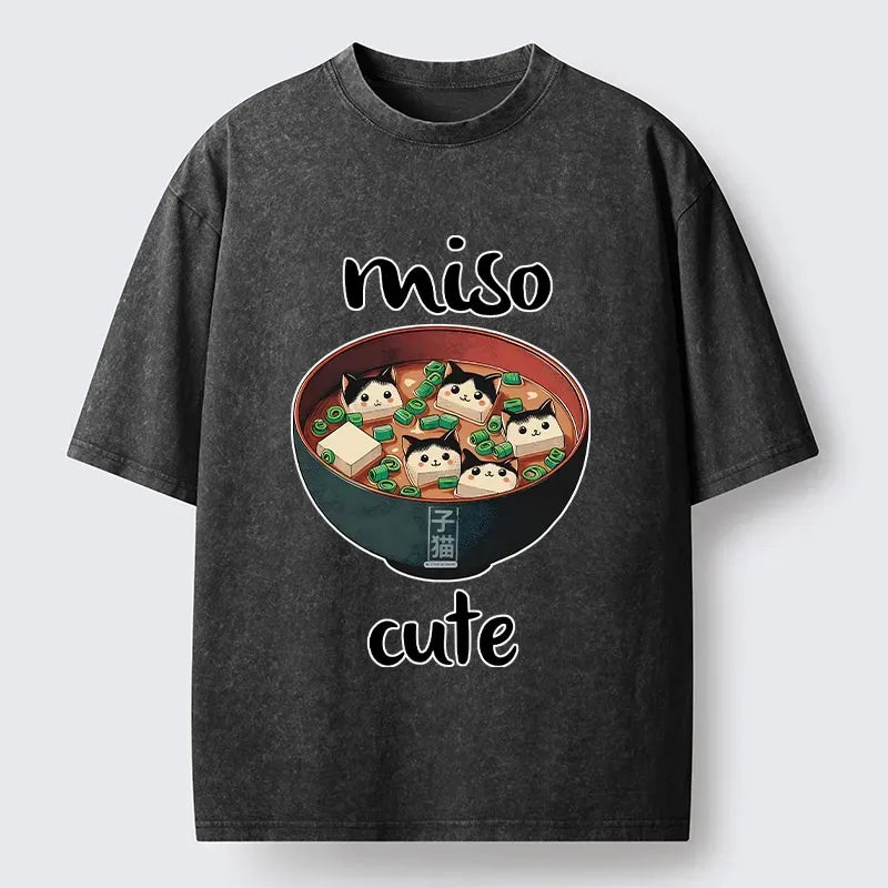 Kyoto-Lion Cats In A Bowl Of Miso Washed T-Shirt