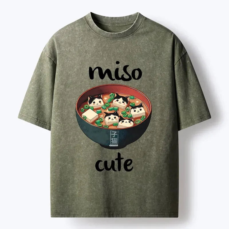 Kyoto-Lion Cats In A Bowl Of Miso Washed T-Shirt