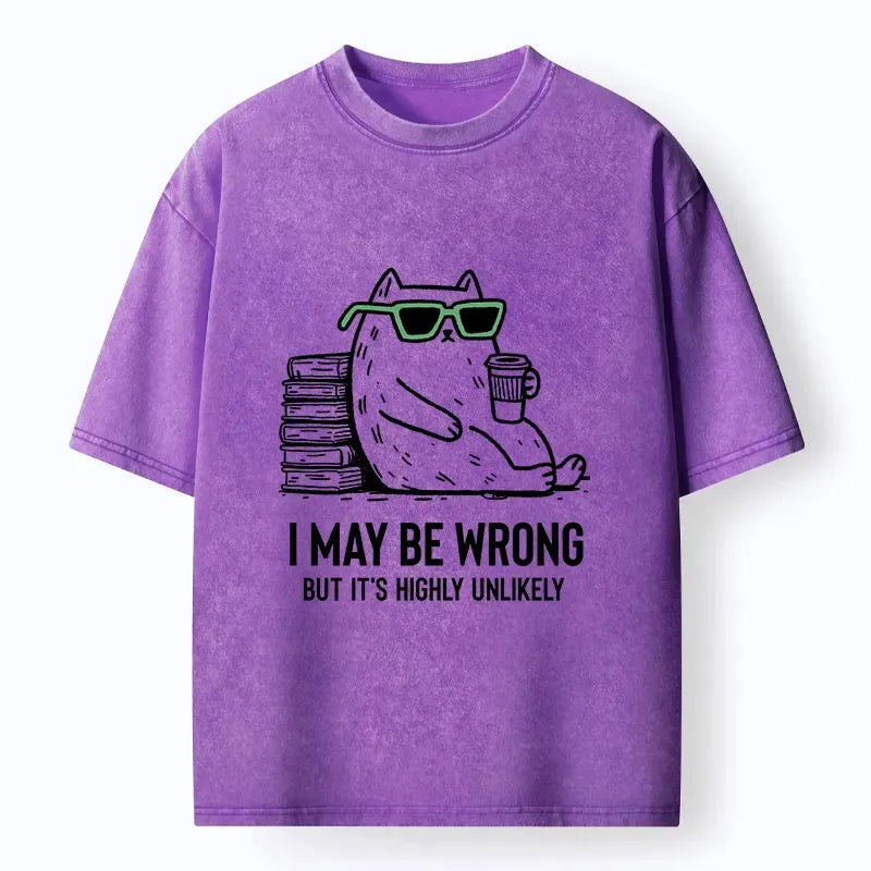 Kyoto-Lion Cool Cat Coffee Book Funny Meme Washed T-Shirt