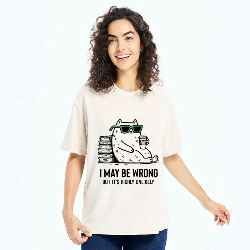 Kyoto-Lion Cool Cat Coffee Book Funny Meme Washed T-Shirt