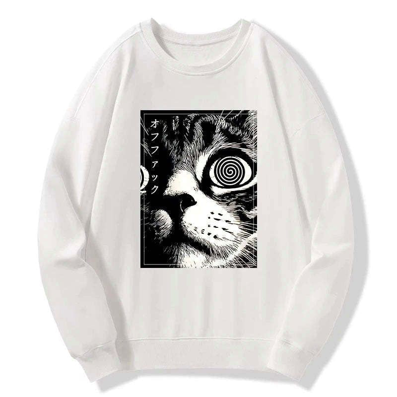 Scary Cat Japanese Sweatshirt Gift Idea