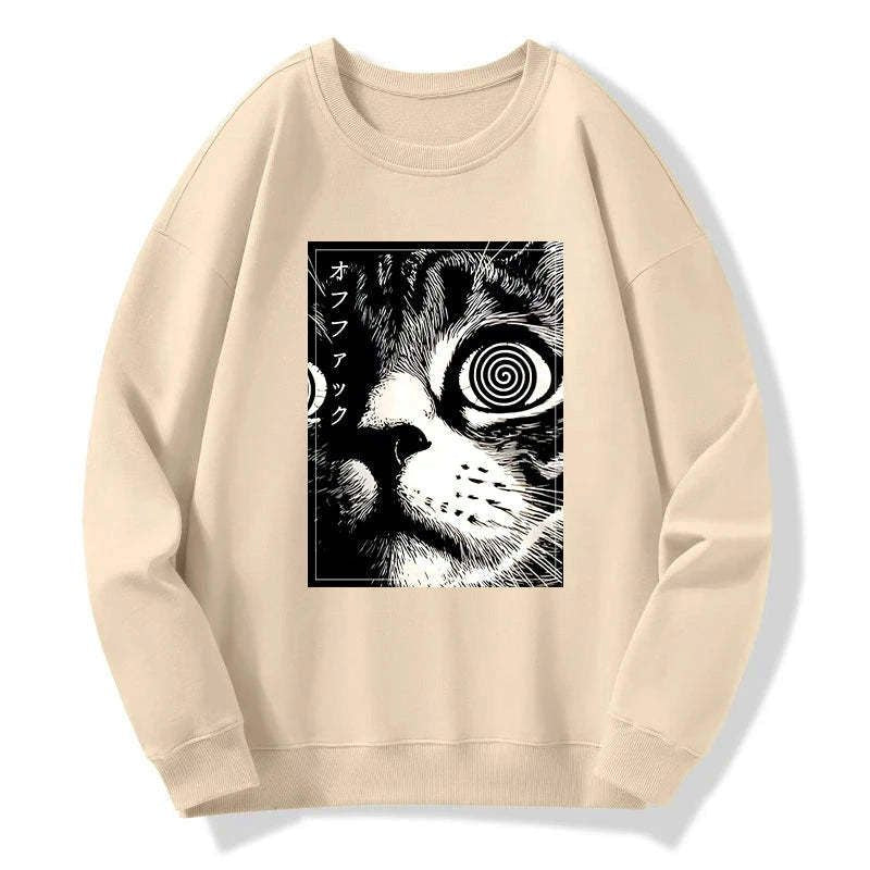 Scary Cat Japanese Sweatshirt Gift Idea